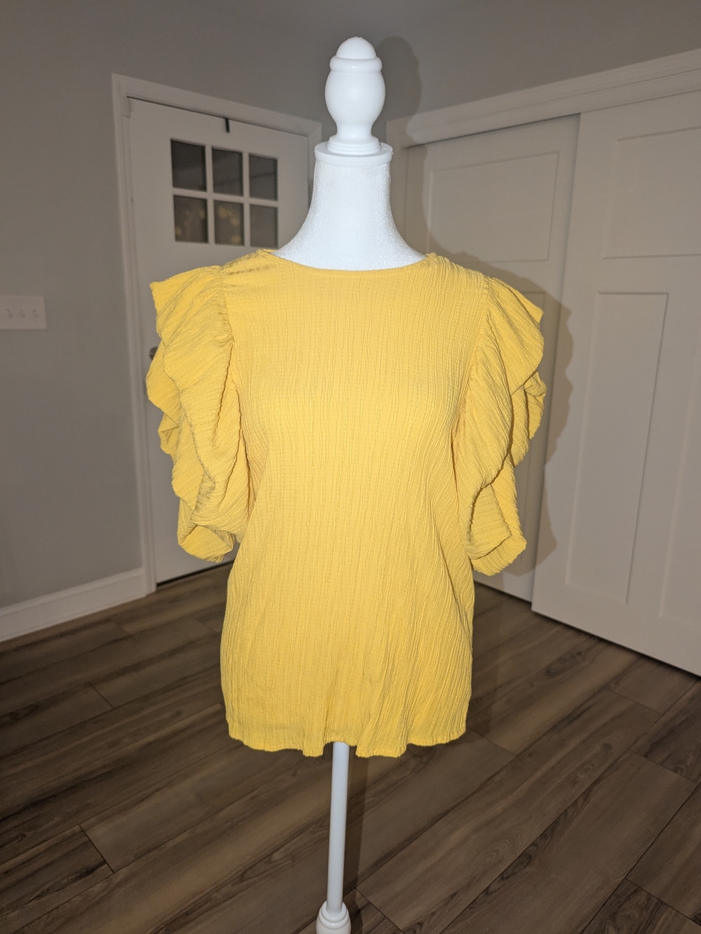 THML Yellow Ruffle Sleeve Blouse